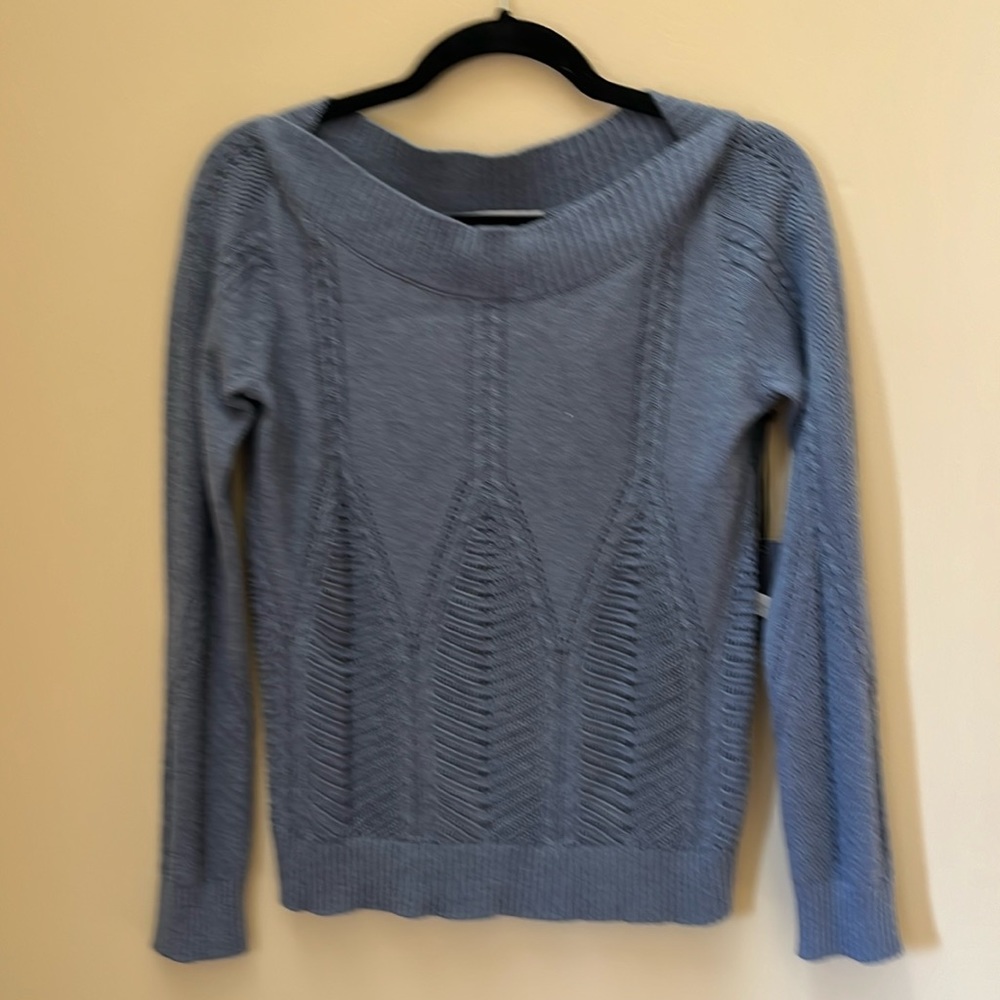 XS blue gray textured long sleeve sweater